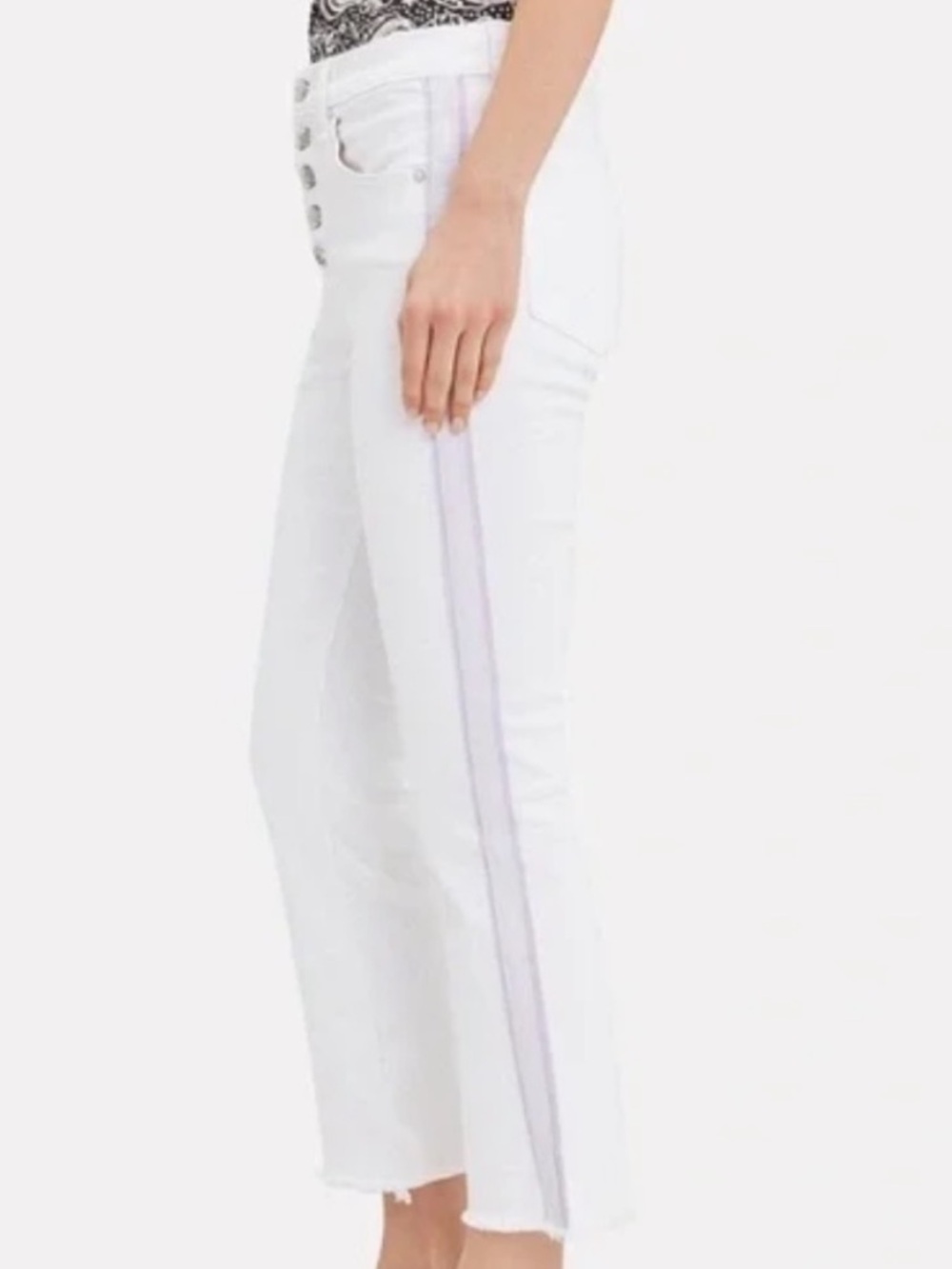 Veronica Beard Carolyn 10” Baby Crop Jeans Lavender Side Stripe